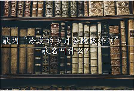 歌词“冷漠的岁月会隐藏锋利”,歌名叫什么?