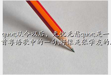 "从今以后,无忧无愁"是一首粤语歌中的一句,好像是张学友的.